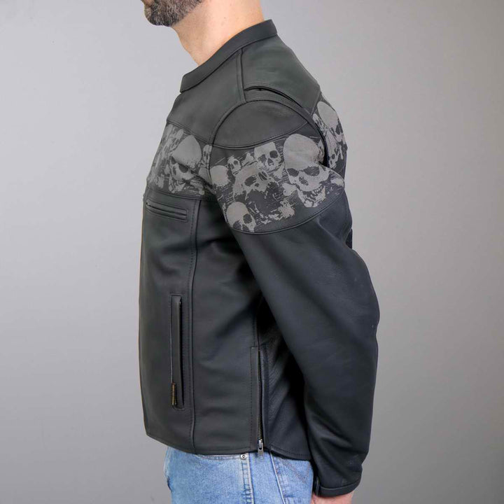Hot Leathers JKM2002 Men’s Black ‘Reflective Skull&