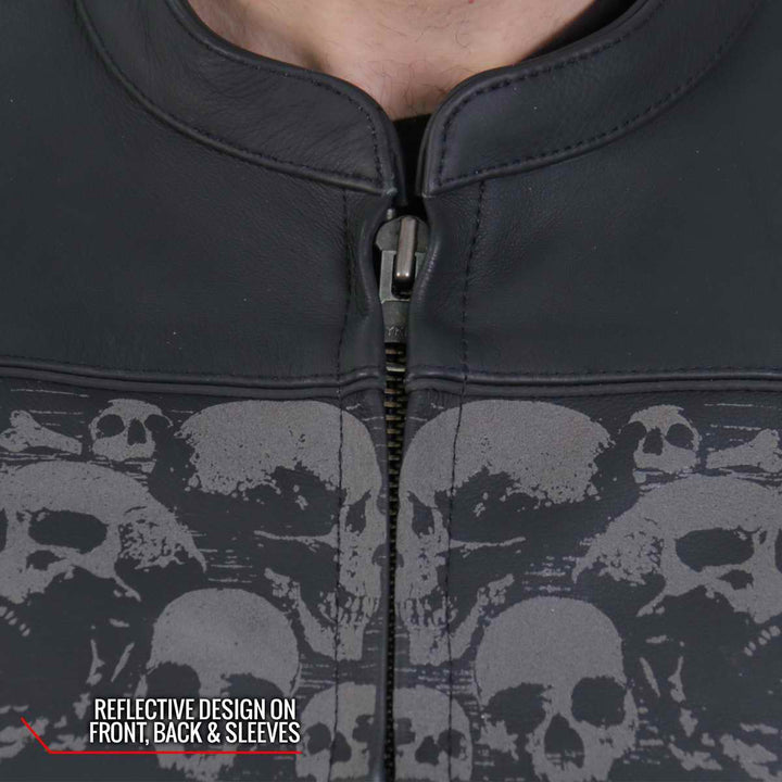 Hot Leathers JKM2002 Men’s Black ‘Reflective Skull&