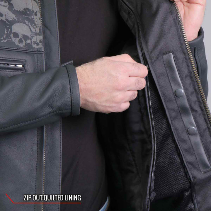 Hot Leathers JKM2002 Men’s Black ‘Reflective Skull&
