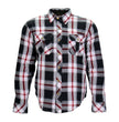 Hot Leathers JKM3001 Men's Red/White CE Armored Flannel Motorcycle Shirt  Jacket - Aramid Fiber Reinforced