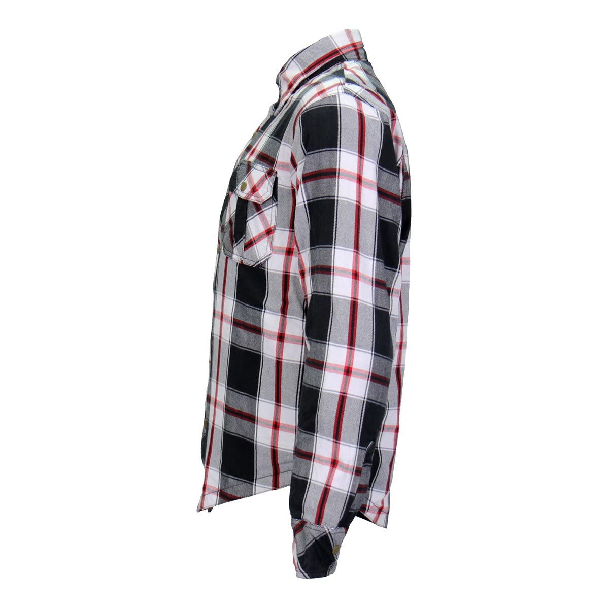 Hot Leathers JKM3001 Men's Red/White CE Armored Flannel Motorcycle Shirt  Jacket - Aramid Fiber Reinforced