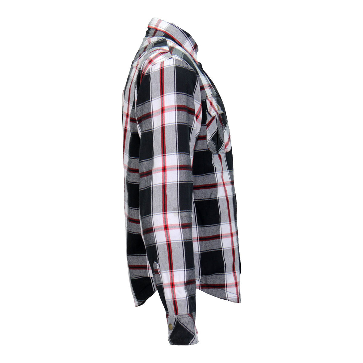 Hot Leathers JKM3001 Men's Red/White CE Armored Flannel Motorcycle Shirt  Jacket - Aramid Fiber Reinforced