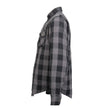 Hot Leathers JKM3004 Men's Grey/Black CE Armored Flannel Motorcycle Shirt Jacket - Aramid Fiber Reinforced