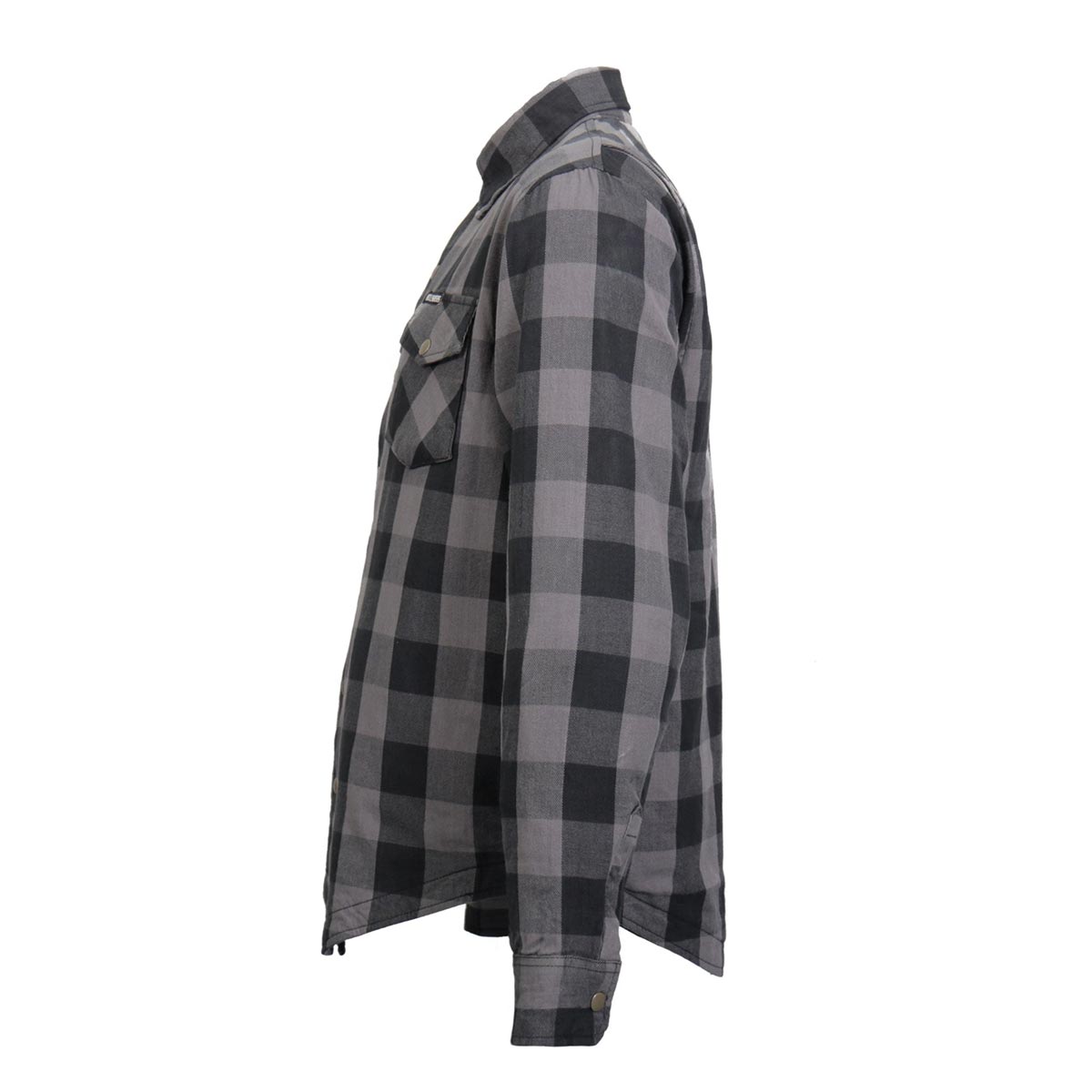 Hot Leathers JKM3004 Men's Grey/Black CE Armored Flannel Motorcycle Shirt Jacket - Aramid Fiber Reinforced