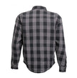 Hot Leathers JKM3004 Men's Grey/Black CE Armored Flannel Motorcycle Shirt Jacket - Aramid Fiber Reinforced