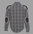 Hot Leathers JKM3004 Men's Grey/Black CE Armored Flannel Motorcycle Shirt Jacket - Aramid Fiber Reinforced