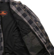 Hot Leathers JKM3004 Men's Grey/Black CE Armored Flannel Motorcycle Shirt Jacket - Aramid Fiber Reinforced