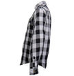 Hot Leathers JKM3005 Men's White/Black CE Armored Flannel Motorcycle Shirt Jacket - Aramid Fiber Reinforced