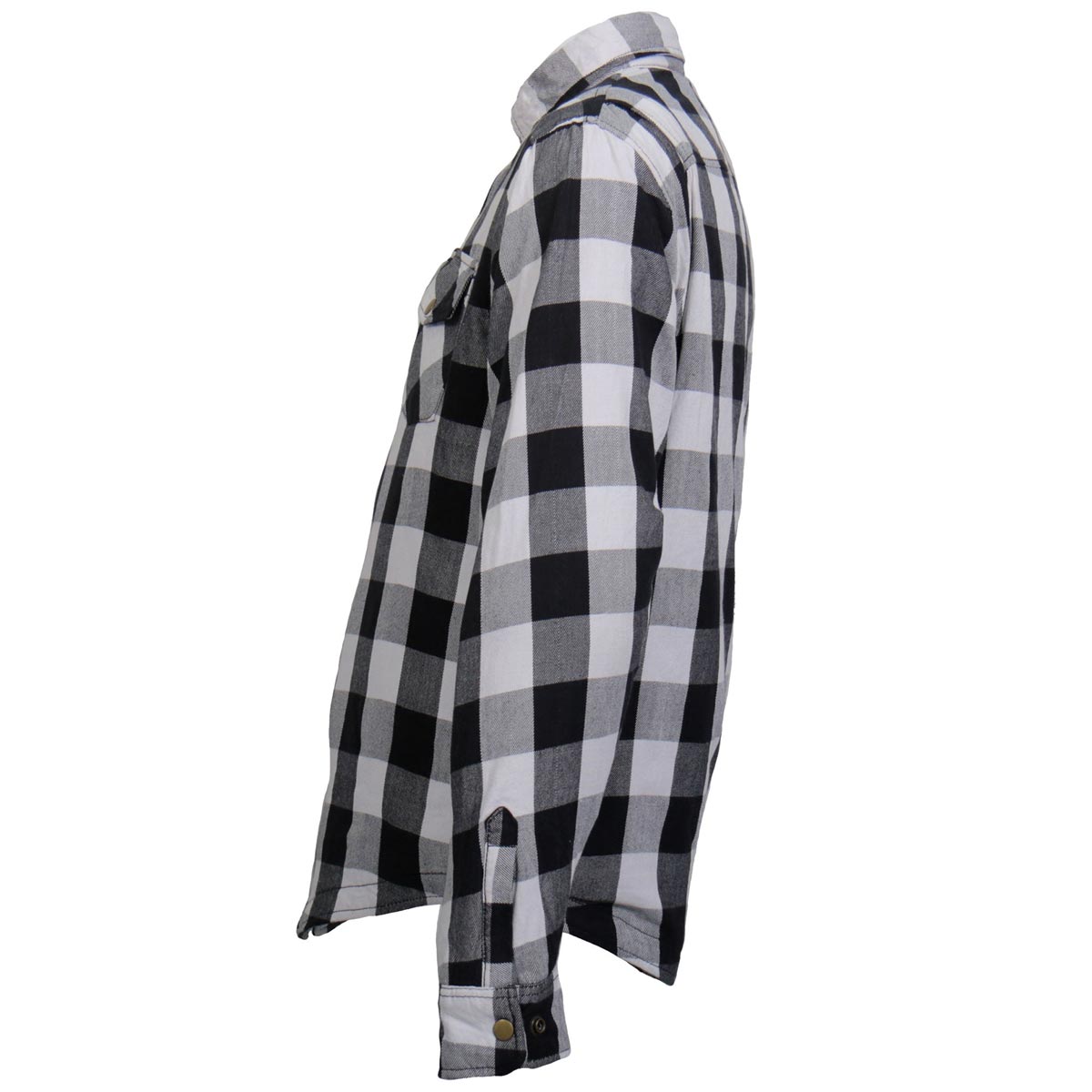 Hot Leathers JKM3005 Men's White/Black CE Armored Flannel Motorcycle Shirt Jacket - Aramid Fiber Reinforced