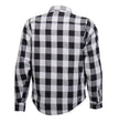 Hot Leathers JKM3005 Men's White/Black CE Armored Flannel Motorcycle Shirt Jacket - Aramid Fiber Reinforced