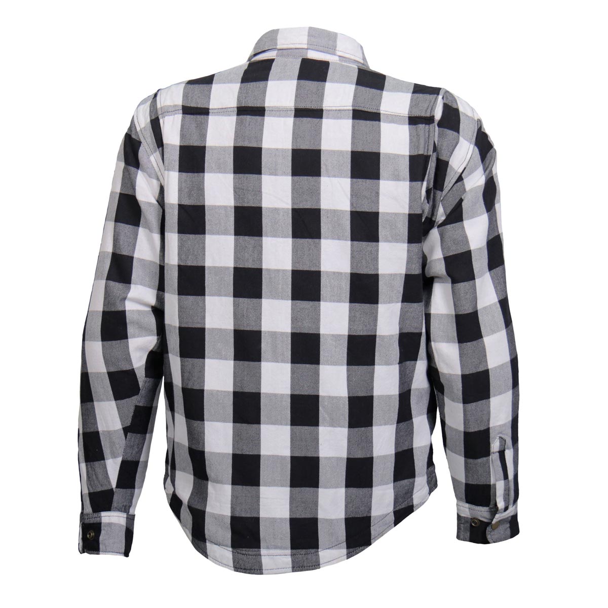 Hot Leathers JKM3005 Men's White/Black CE Armored Flannel Motorcycle Shirt Jacket - Aramid Fiber Reinforced