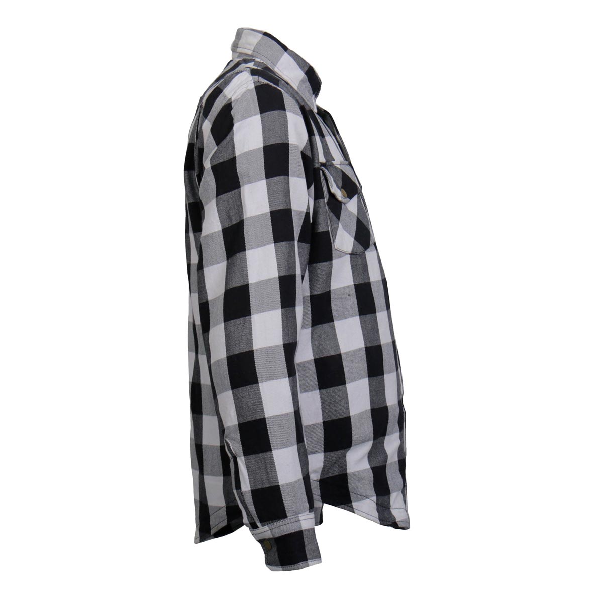 Hot Leathers JKM3005 Men's White/Black CE Armored Flannel Motorcycle Shirt Jacket - Aramid Fiber Reinforced