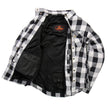 Hot Leathers JKM3005 Men's White/Black CE Armored Flannel Motorcycle Shirt Jacket - Aramid Fiber Reinforced