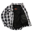 Hot Leathers JKM3005 Men's White/Black CE Armored Flannel Motorcycle Shirt Jacket - Aramid Fiber Reinforced