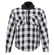 Hot Leathers JKM3006 Men’s Black/White Hooded CE Armored Flannel Motorcycle Shirt Jacket - Aramid Fiber Reinforced