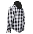 Hot Leathers JKM3006 Men’s Black/White Hooded CE Armored Flannel Motorcycle Shirt Jacket - Aramid Fiber Reinforced