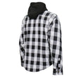 Hot Leathers JKM3006 Men’s Black/White Hooded CE Armored Flannel Motorcycle Shirt Jacket - Aramid Fiber Reinforced