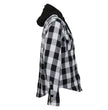 Hot Leathers JKM3006 Men’s Black/White Hooded CE Armored Flannel Motorcycle Shirt Jacket - Aramid Fiber Reinforced