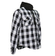 Hot Leathers JKM3006 Men’s Black/White Hooded CE Armored Flannel Motorcycle Shirt Jacket - Aramid Fiber Reinforced