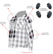 Hot Leathers JKM3006 Men’s Black/White Hooded CE Armored Flannel Motorcycle Shirt Jacket - Aramid Fiber Reinforced