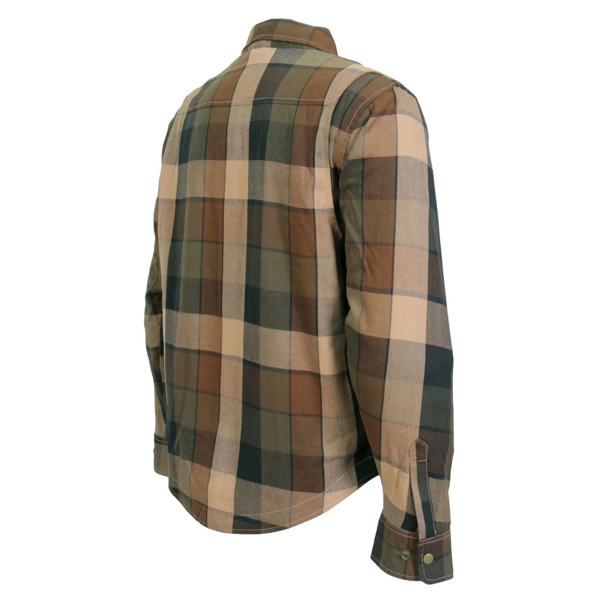 Hot Leathers JKM3007 Men's Black/Brown CE Armored Flannel Motorcycle Shirt Jacket - Aramid Fiber Reinforced