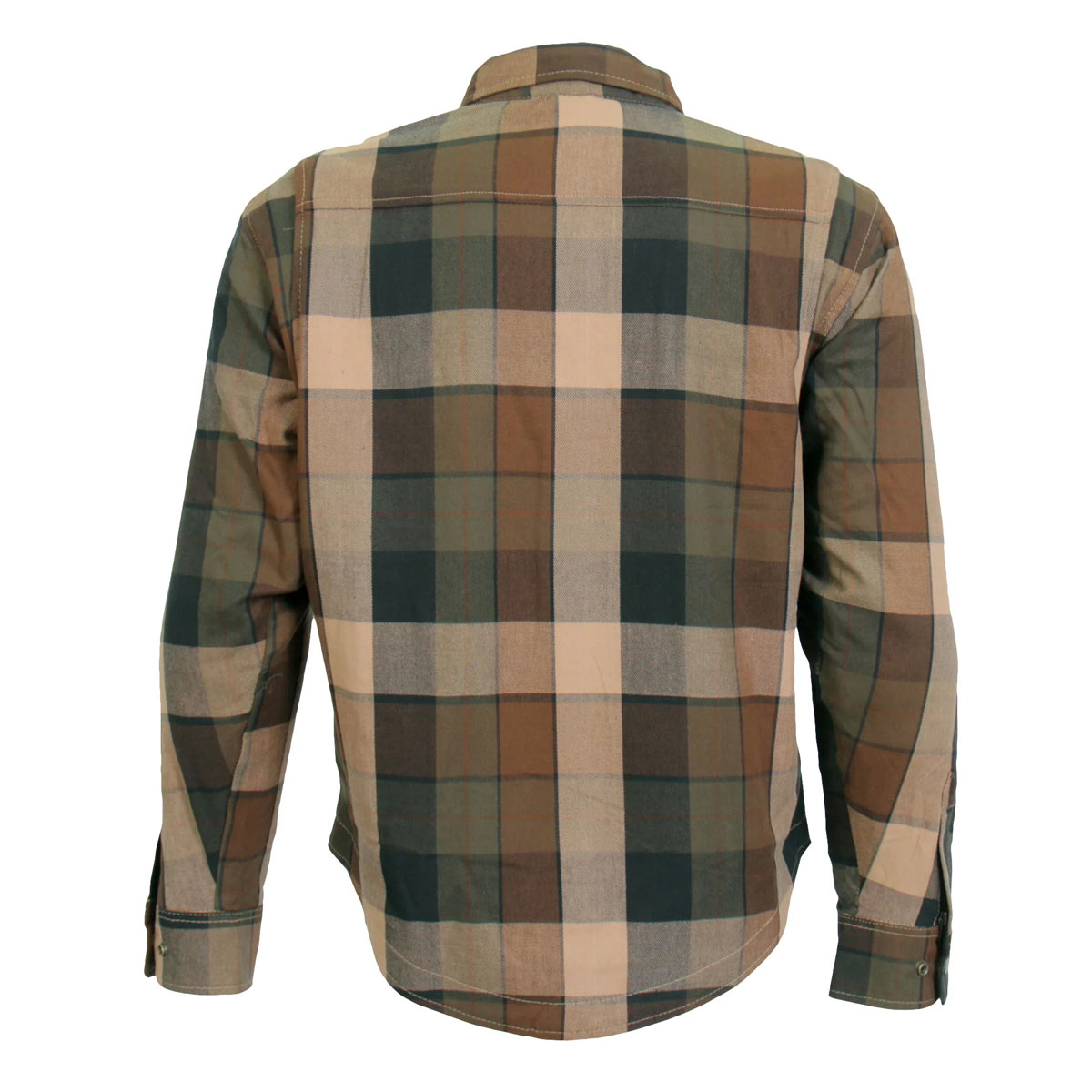 Hot Leathers JKM3007 Men's Black/Brown CE Armored Flannel Motorcycle Shirt Jacket - Aramid Fiber Reinforced