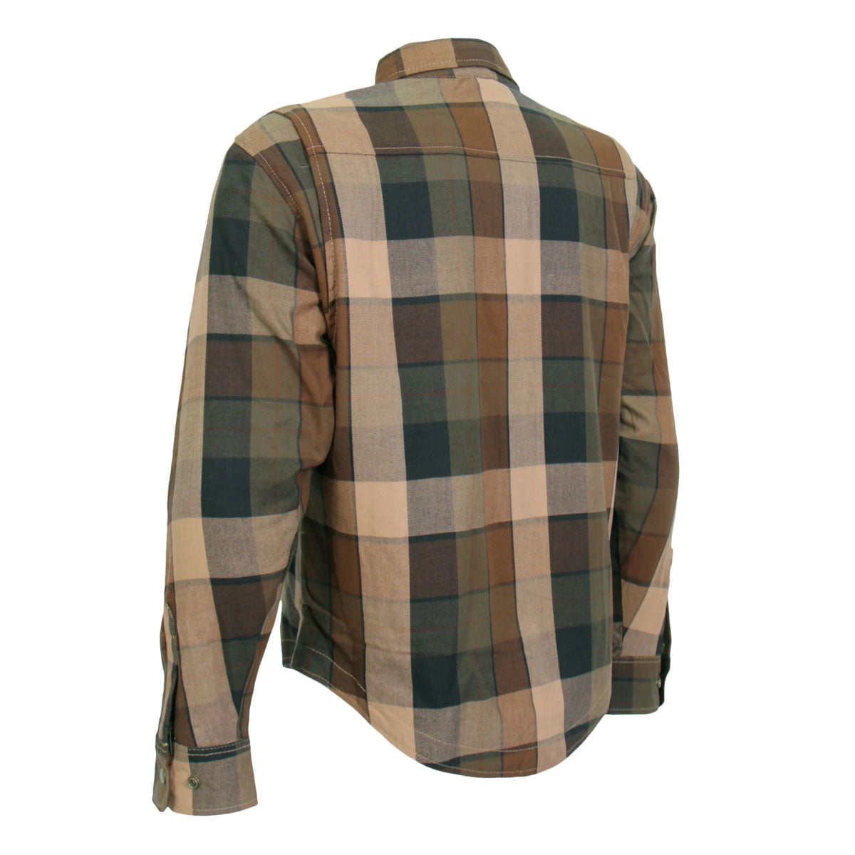 Hot Leathers JKM3007 Men's Black/Brown CE Armored Flannel Motorcycle Shirt Jacket - Aramid Fiber Reinforced