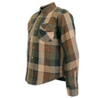 Hot Leathers JKM3007 Men's Black/Brown CE Armored Flannel Motorcycle Shirt Jacket - Aramid Fiber Reinforced