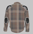 Hot Leathers JKM3007 Men's Black/Brown CE Armored Flannel Motorcycle Shirt Jacket - Aramid Fiber Reinforced