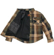 Hot Leathers JKM3007 Men's Black/Brown CE Armored Flannel Motorcycle Shirt Jacket - Aramid Fiber Reinforced