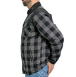 Hot Leathers JKM3203 Men’s CE Armored Flannel Motorcycle Shirt Jacket - Aramid Reinforced w/ Leather Shoulder Panels