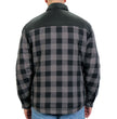 Hot Leathers JKM3203 Men’s CE Armored Flannel Motorcycle Shirt Jacket - Aramid Reinforced w/ Leather Shoulder Panels