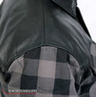 Hot Leathers JKM3203 Men’s CE Armored Flannel Motorcycle Shirt Jacket - Aramid Reinforced w/ Leather Shoulder Panels