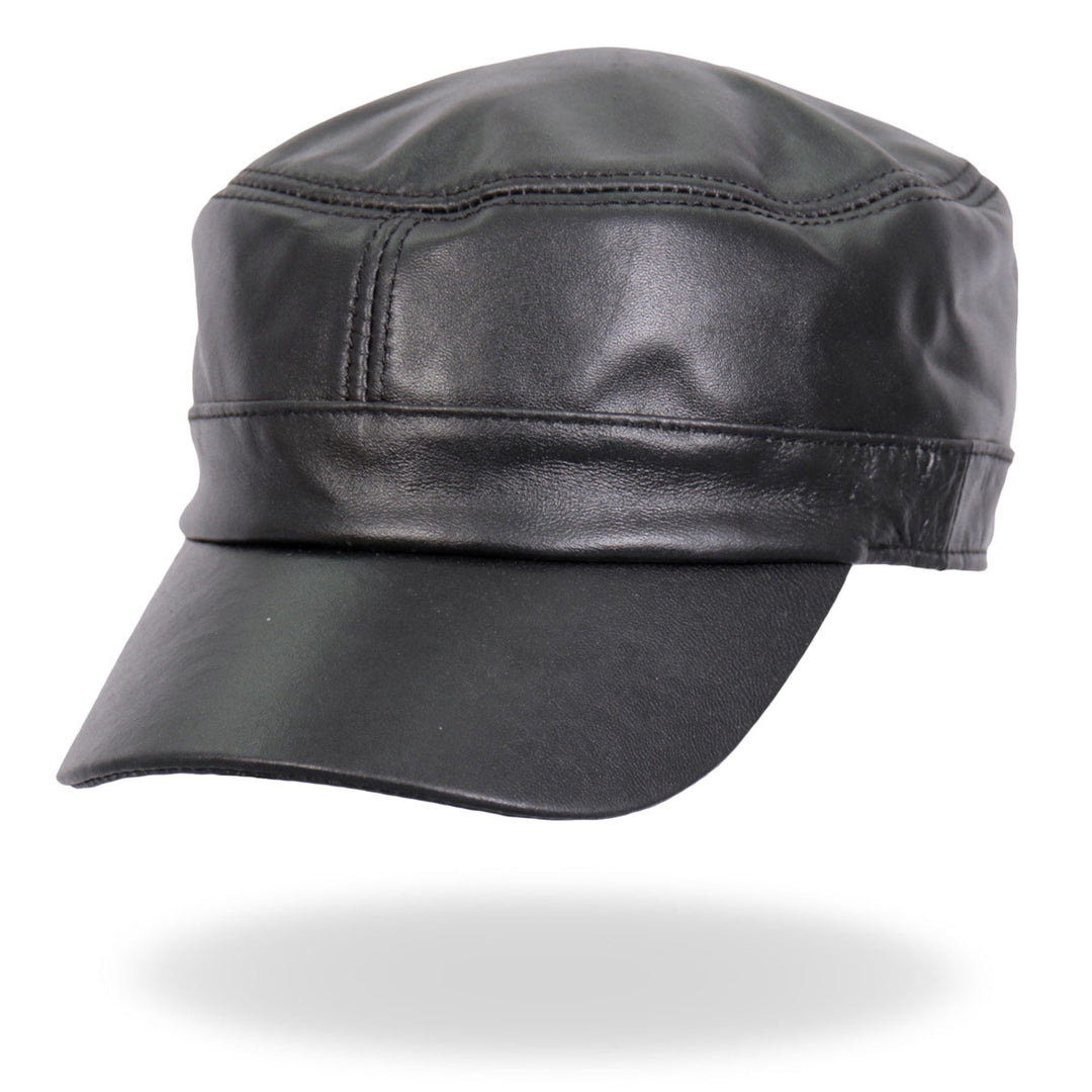 Hot Leathers LHA2007 Black Leather Cadet Cap