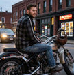 Milwaukee Leather Men’s Two-Tone CE Armored Flannel - Solid Front / Plaid Back - Reinforced w/ Aramid Fibers - MPM1670