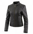 Milwaukee Leather LKL2735 Women's Black Premium Leather Scuba Style Biker Jacket w/ Mandarin Collar