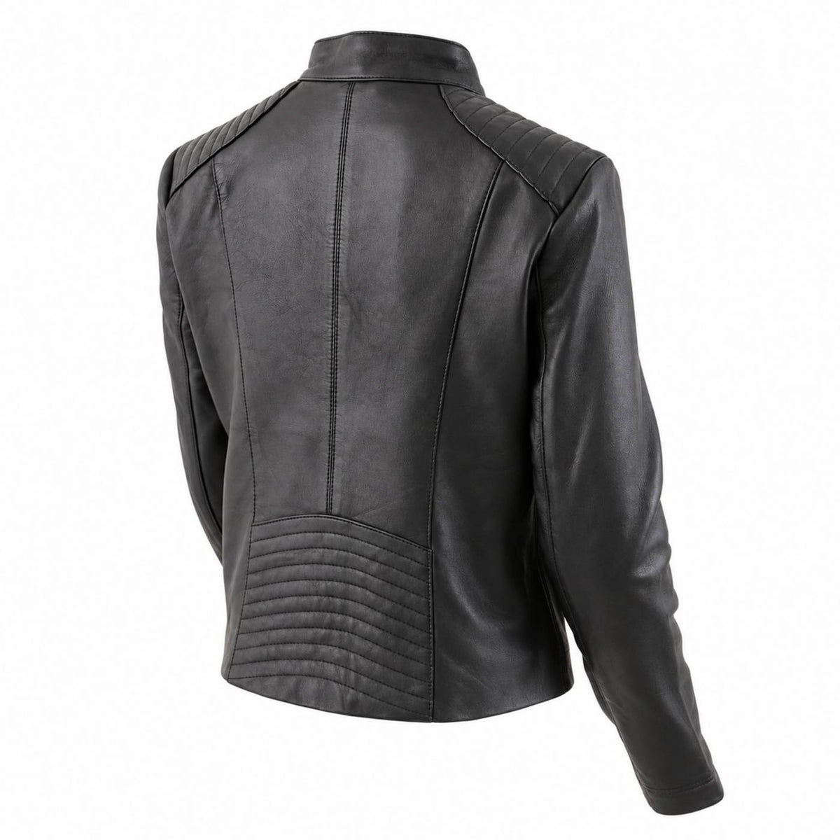 Milwaukee Leather LKL2735 Women's Black Premium Leather Scuba Style Biker Jacket w/ Mandarin Collar