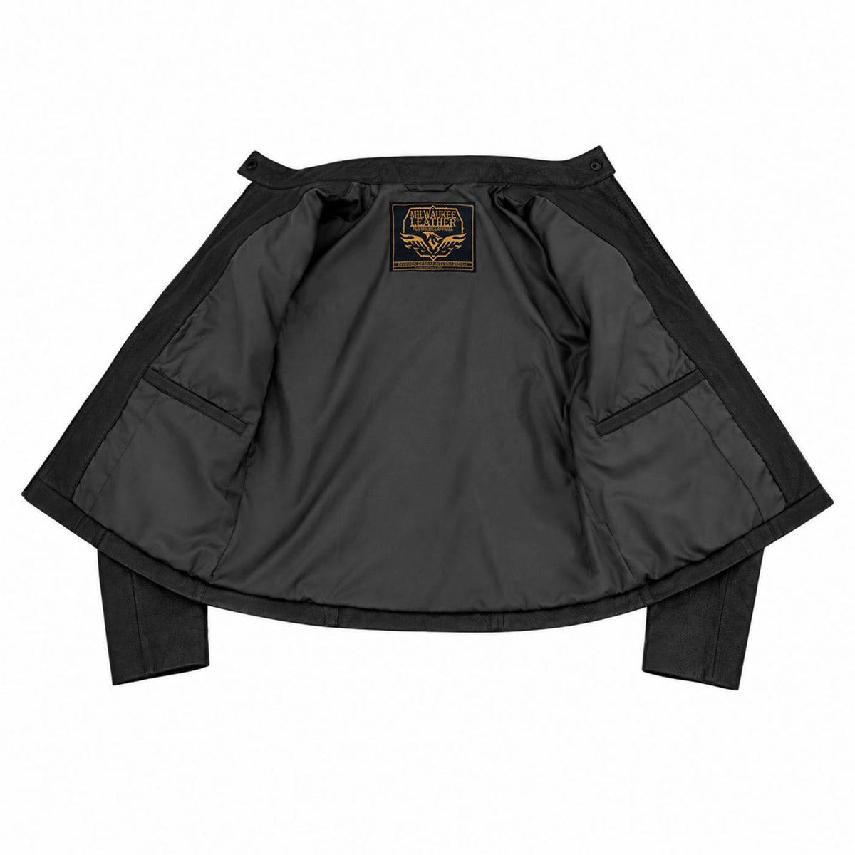 Milwaukee Leather LKL2735 Women's Black Premium Leather Scuba Style Biker Jacket w/ Mandarin Collar