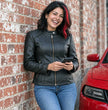 Milwaukee Leather LKL2735 Women's Black Premium Leather Scuba Style Biker Jacket w/ Mandarin Collar