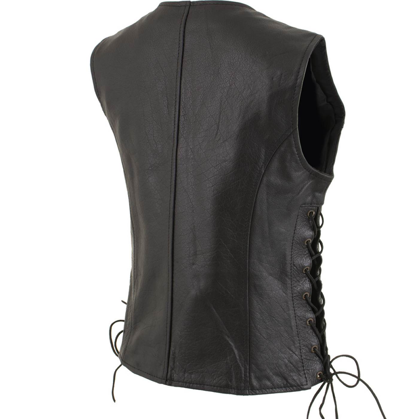 Milwaukee Leather Women's Mistress Black Side Lace Leather Motorcycle Vest - LKL4714