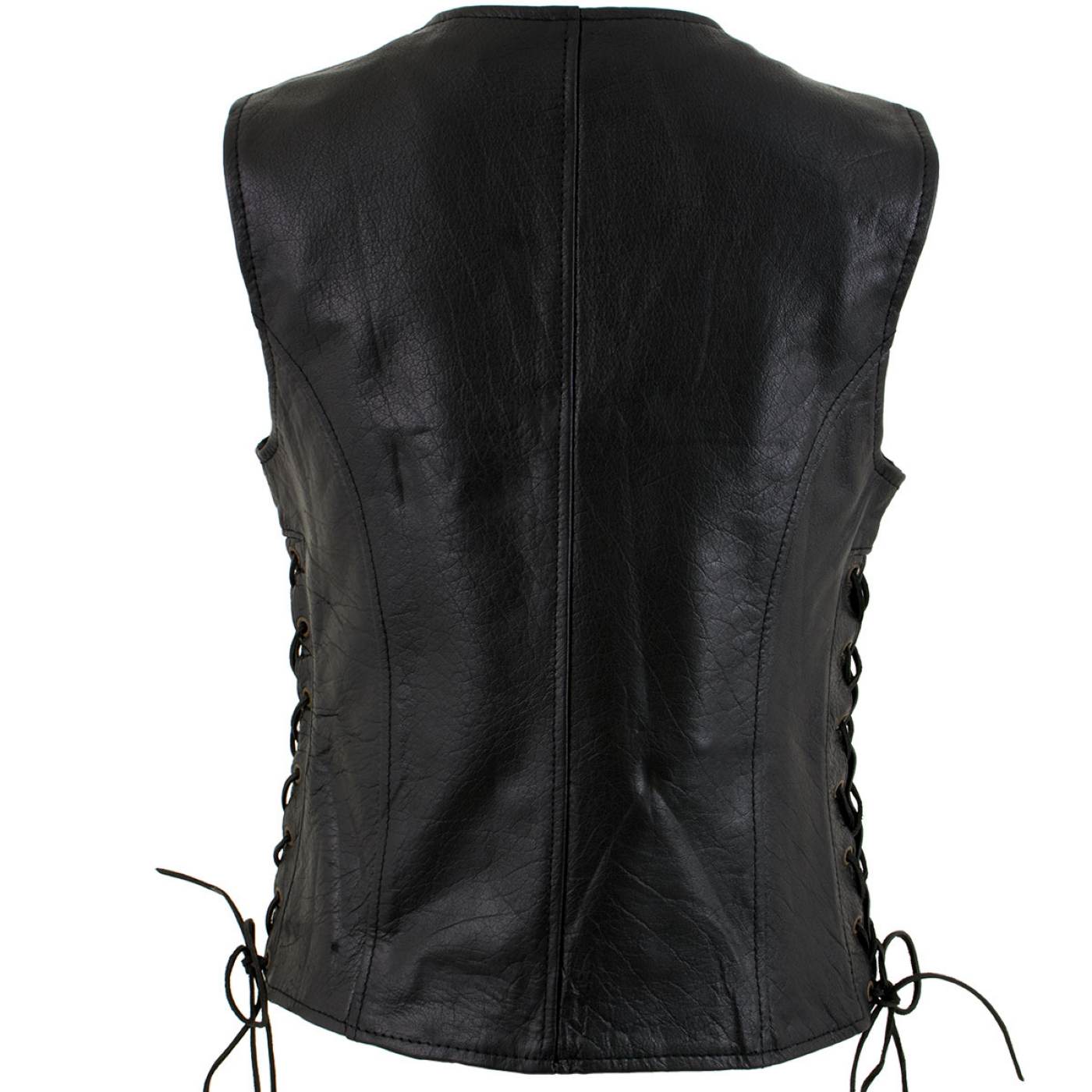 Milwaukee Leather Women's Mistress Black Side Lace Leather Motorcycle Vest - LKL4714