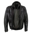 Milwaukee Leather Men's Alibi Black Leather Motorcycle Jacket w/ CE Armor, Removable Hoodie - LKM17021