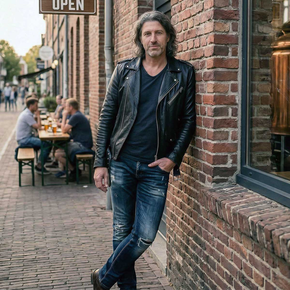 Milwaukee Leather Men's Classic Black Leather Motorcycle Jacket, LKM1703