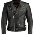 Milwaukee Leather Men's Premium Black Leather Motorcycle Jacket - Vintage Police Style w/ Side Lace - LKM1711