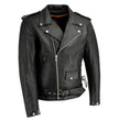 Milwaukee Leather Men's Premium Black Leather Motorcycle Jacket - Vintage Police Style w/ Side Lace - LKM1711