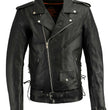 Milwaukee Leather LKM1711TALL Men's Black Tall-Sizes Side Lace Police Style Leather Jacket