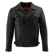 Milwaukee Leather LKM1720T Men's Tall Sizes Black Premium Leather Motorcycle Vented Leather Jacket w/ Utility Pockets