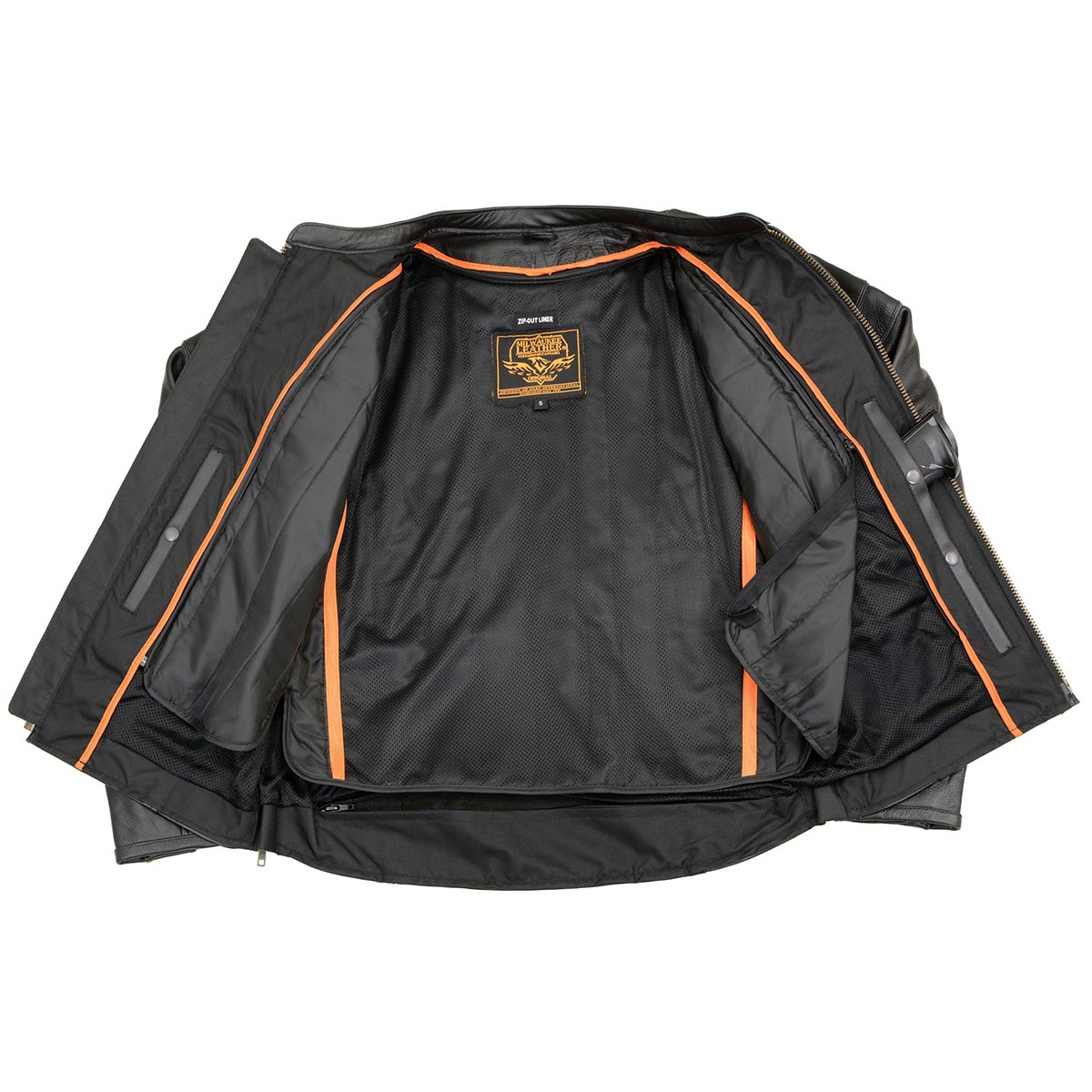 Milwaukee Leather Men's Black Leather Sporty Crossover Scooter Motorcycle Jacket w/ Reflective Piping - LKM1725