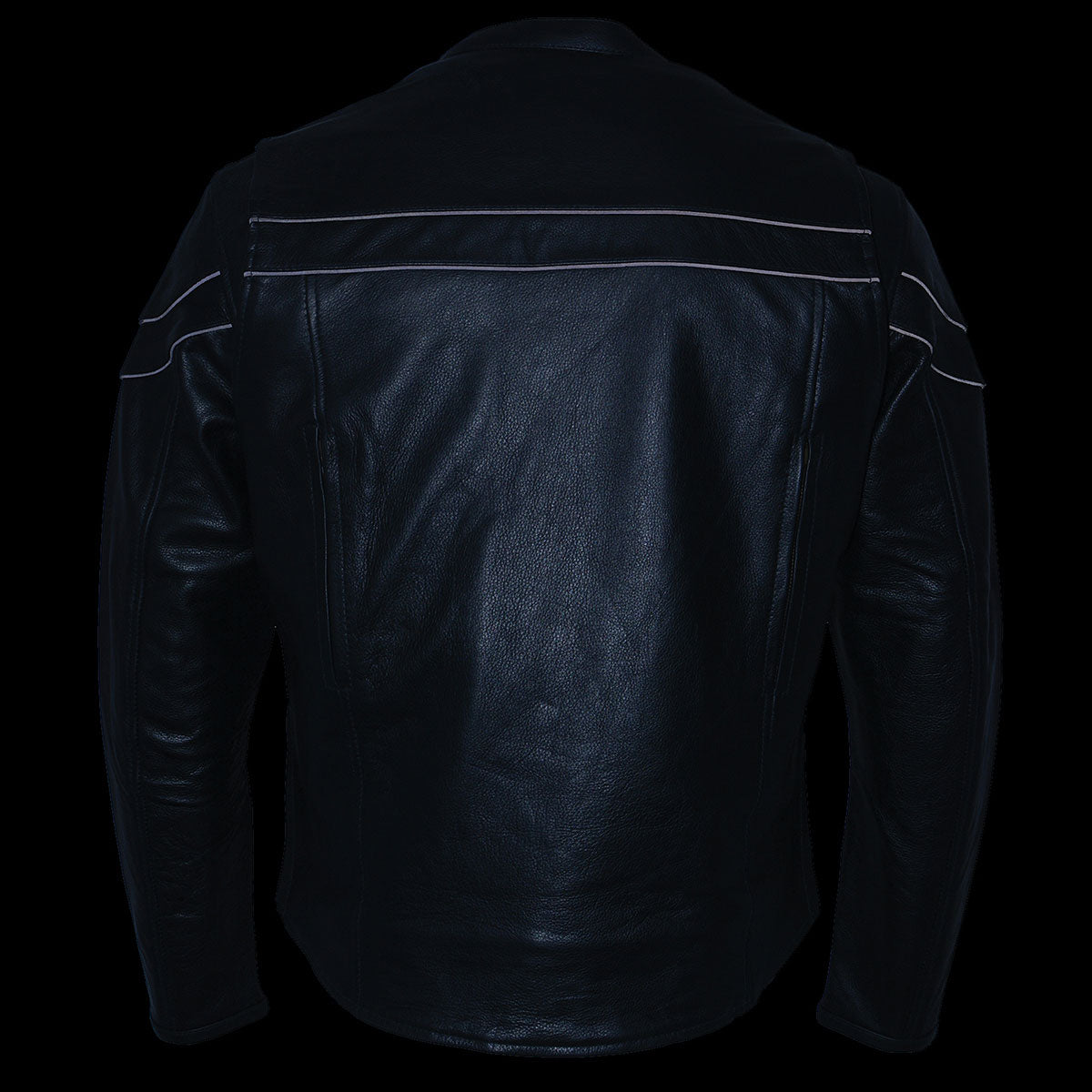 Milwaukee Leather Men's Black Leather Sporty Crossover Scooter Motorcycle Jacket w/ Reflective Piping - LKM1725