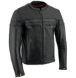 Milwaukee Leather Men's Black Leather Sporty Crossover Scooter Motorcycle Jacket w/ Reflective Piping - LKM1725